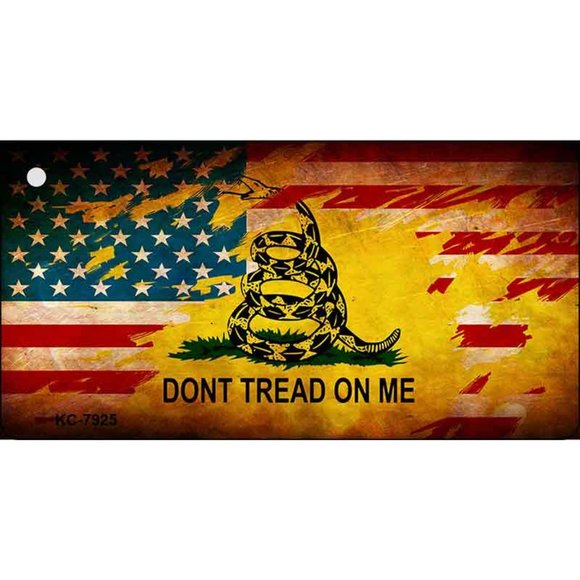 Don't Tread on Me US Flag Metal Key Chain - Picture 1 of 1